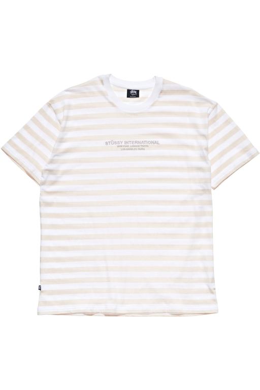 Stussy Mens International Stripe SS T Shirt Orange - AQPXI4876